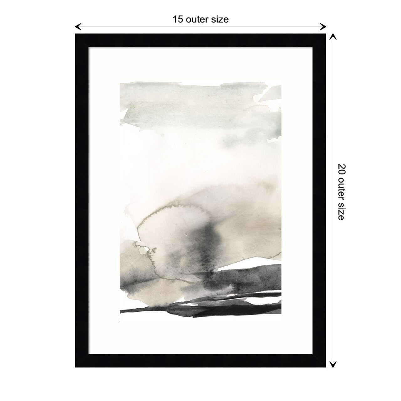 Ebony Horizon Triptych III by Jennifer Goldberger Wood Framed Wall Art Print